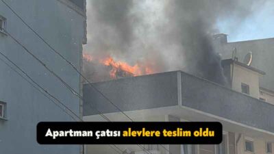 Kocaeli'de 4 katlı apartmanın çatısında çıkan yangın korkuttu. Alevler,