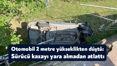 Kocaeli'nin İzmit ilçesinde demir korkuluklara çarpıp, 2 metre yükseklikten takla