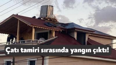 Kocaeli'nin Derince ilçesinde iki katlı evin çatısında tamir sırasında çıkan