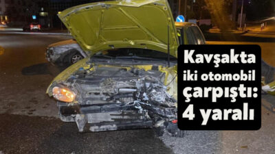 Kocaeli'nin Kartepe ilçesinde iki otomobilin kavşakta çarpışması sonucu meydana gelen