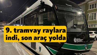 Kocaeli için özel tasarlanan tramvayların 9’uncusu raylara indirildi. 10 araçlık