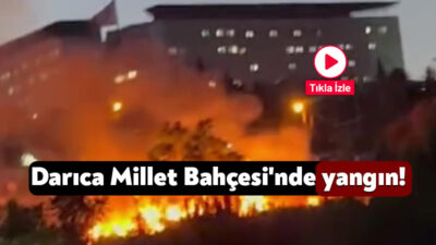 Kocaeli'nin Darıca ilçesinde bulunan millet bahçesinde çıkan yangın, itfaiye