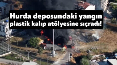 Kocaeli'nin Darıca ilçesinde hurda deposunda çıkan yangın, bitişiğindeki plastik kalıp