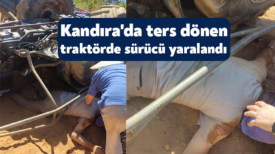 Kocaeli'nin Kandıra ilçesinde kontrolden çıkıp devrilen traktörün sürücüsü yaralandı.
