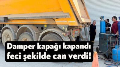 Kocaeli'nin Gebze ilçesinde damperli tırın kasasında yapılan kaynak işlemini izleyen