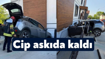 Kocaeli’nin Başiskele ilçesinde, direksiyon hakimiyetini kaybeden sürücünün kullandığı cip, ev