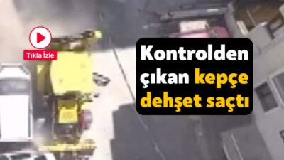 Kocaeli'nin Gebze ilçesinde yokuş aşağı sürüklenen kepçe, park halindeki araçları