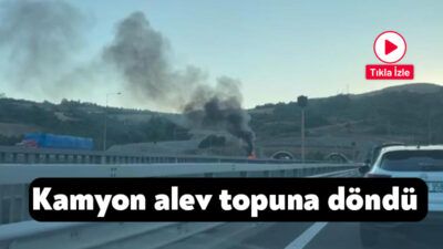 Kuzey Marmara Otoyolu Körfez geçişinde kamyon alev aldı. Trafikte uzun