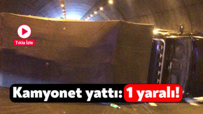 Kuzey Marmara Otoyolu’nun İzmit geçişinde bugün kamyonet yattı. T2 tünelinde