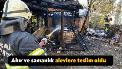 Başiskele'de alevlere teslim olan ahır ve samanlık kullanılamaz hale
