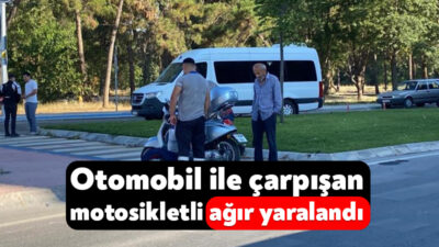 Kocaeli'nin Kartepe ilçesinde otomobil ile çarpışan motosikletin sürücüsü ağır