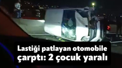 Kocaeli D100 Karayolu'nda lastiği patlayarak yolda duran otomobile hafif ticari