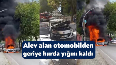 Kocaeli'nin Derince ilçesinde seyir halinde olan otomobil alev aldı. Yangın