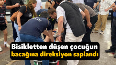 Kocaeli'nin Kartepe ilçesinde bisikletinden düşerek bacağına direksiyon saplanan çocuğun imdadına