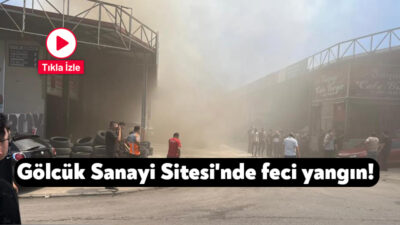 Kocaeli'nin Gölcük ilçesinde sanayi sitesinde bulunan iş yerinde çıkan yargın