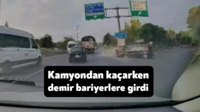 Kocaeli’nin Gebze ilçesinde ana yola bağlanmaya çalışan otomobil, kamyonetle çarpışmaktan