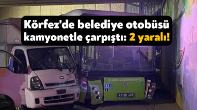 Kocaeli'nin Körfez ilçesinde servis dışı olan halk otobüsü ile kamyonetin