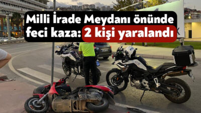 Kocaeli'nin İzmit ilçesinde sürücüsünün kontrolünden çıkan motosikletin trafik yön levhasına