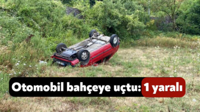 Kocaeli'nin Başiskele ilçesinde kontrolden çıkan otomobil, bir evin bahçesine uçtu.