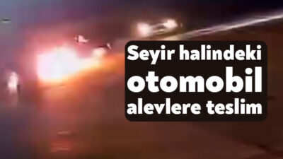 Kocaeli'nin Başiskele ilçesinde seyir halindeki otomobil alev aldı. O