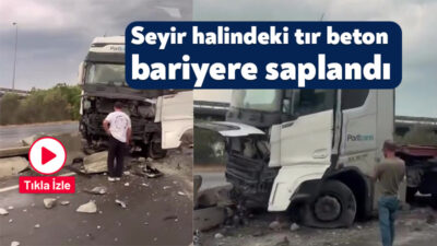 Kocaeli D-100 Karayolu’nda seyir halinde olan tır, sürücüsünün kontrolünden çıkarak