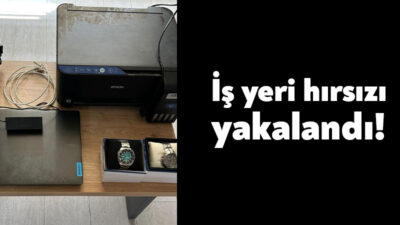 Kocaeli'nin Darıca ilçesinde iş yerinden laptop, yazıcı, klavye ve 2