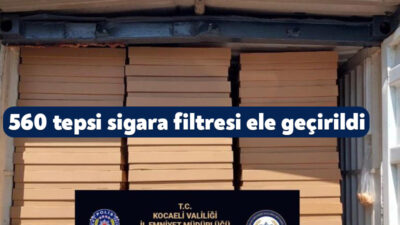 Kocaeli'de yapılan operasyonda 560 tepsi sigara filtresi ve uyuşturucu ele