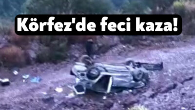 Kocaeli'nin Körfez ilçesinde kontrolden çıkan otomobilin şarampole devrilmesi sonucu sürücüsü