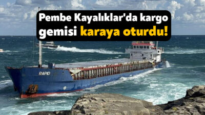 Kocaeli’nin Kandıra ilçesinde Pembe Kayalıklar mevkiinde sabah saatlerinde kargo gemisi