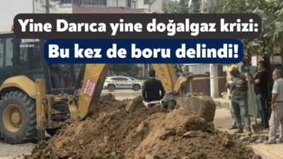 Kocaeli'nin Darıca ilçesinde altyapı çalışması sırasında doğal gaz borusu delindi.