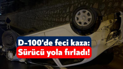 Kocaeli D-100 Karayolu’nda 2 otomobilin karıştığı kazada, çarpmanın şiddetiyle bir