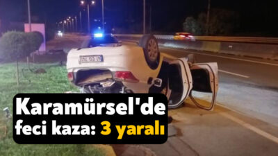 Kocaeli'nin Karamürsel ilçesinde D-130 kara yolunda kontrolden çıkan otomobilin bariyerlere