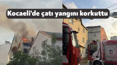 Kocaeli'de bir binanın çatısında çıkan yangın, mahallenin dumanla kaplanmasına neden