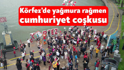 Körfez’de 29 Ekim etkinlikleri kapsamında düzenlenen Cumhuriyet Yürüyüşü, sağanak yağmura