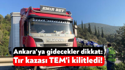 TEM Otoyolu'nun Kocaeli geçişinde seyir halindeki tır, orta bariyerleri aşarak