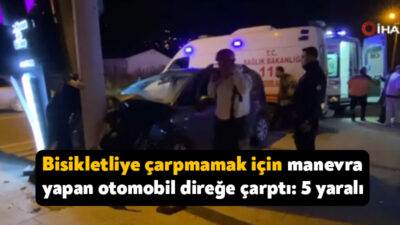 Kocaeli'nin Kartepe ilçesinde, bisikletliye çarpmamak için manevra yapan otomobilin elektrik
