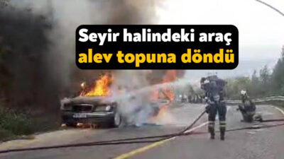 Kartepe'de meydana gelen olayda seyir halindeki bir otomobilde yangın çıktı.