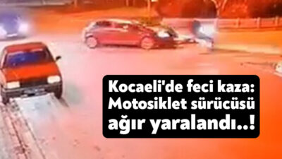 Kocaeli'nin Kartepe ilçesinde meydana gelen kazada, otomobille çarpışan motosiklet sürücüsü