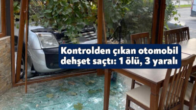 Kocaeli'nin İzmit ilçesinde kontrolden çıkan otomobil, park halindeki iki araca