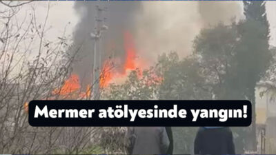 Kocaeli’de bulunan mermer atölyesinde yangın çıktı. İhbar sonrası bölgeye giden