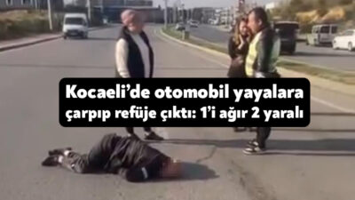 Kocaeli’nin Çayırova ilçesinde kontrolden çıkan otomobil, yayalara çarparak refüje çıktı.