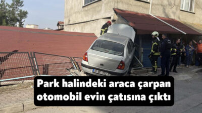 Kocaeli'nin Gebze ilçesinde sürücüsünün direksiyon hakimiyetini kaybettiği otomobil önce park