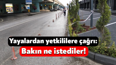 İzmit Akçakocabey Köprülü Kavşağı’nın yan yoluna yayalar kaldırım talebinde bulundu.