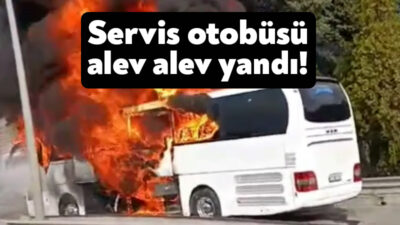İzmit Kuruçeşme gişeler mevkiinde servis aracında yangın çıktı.