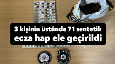 Kocaeli'nin İzmit ilçesinde polis ekiplerince 3 kişinin üstünde yapılan aramada