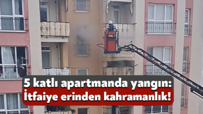 Kocaeli'nin Başiskele ilçesinde 5 katlı apartmanda çıkan yangında mahsur kalan