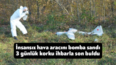 Kocaeli'nin İzmit ilçesinde kırsal alana düşen insansız hava aracı (İHA),