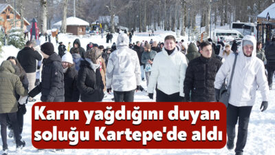Kocaeli'de yaşanan kar yağışıyla birlikte kış turizmin merkezi olan Kartepe