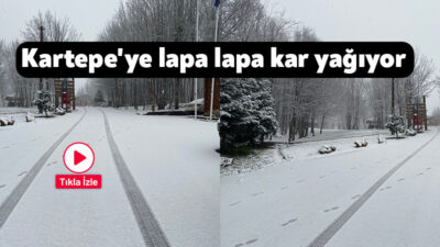 Kocaeli'nin Kartepe ilçesinin yüksek kesimlerine lapa lapa kar yağıyor.