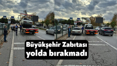 Kocaeli Büyükşehir Belediyesi Zabıta ekipleri, aracının benzini bittiği için yolda